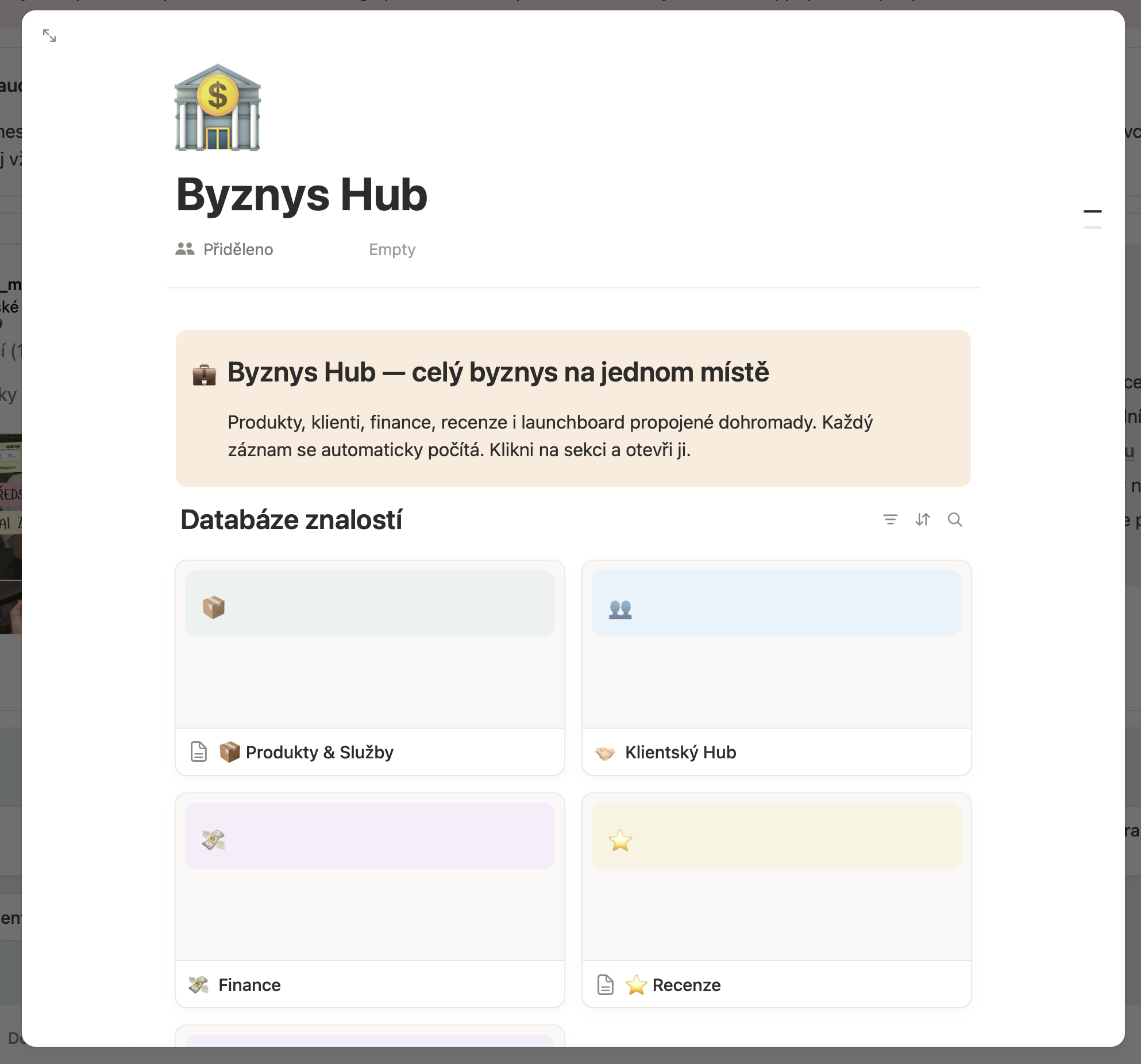 Byznys Hub — produkty, klienti, finance