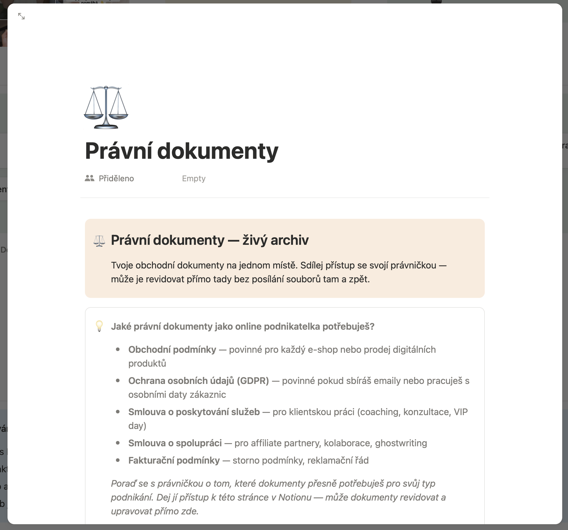 Právní dokumenty — živý archiv